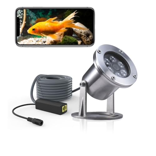 Barlus كاميرات بارلوس تحت الماء من الفولاذ المقاوم للصدأ 304 IP68 5MP 2592×1944 كاميرا IP مع كابل بطول 32 قدم لكاميرا بركة كوي - Image 1