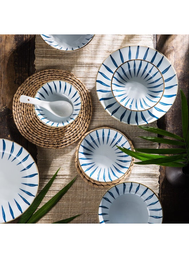 Ijarl Style Tableware Set, Ceramic Bowls And Plates Set, High-temperature Porcelain, Gift-giving, Underglaze Color, Blue Grass 20-piece Set - Image 2