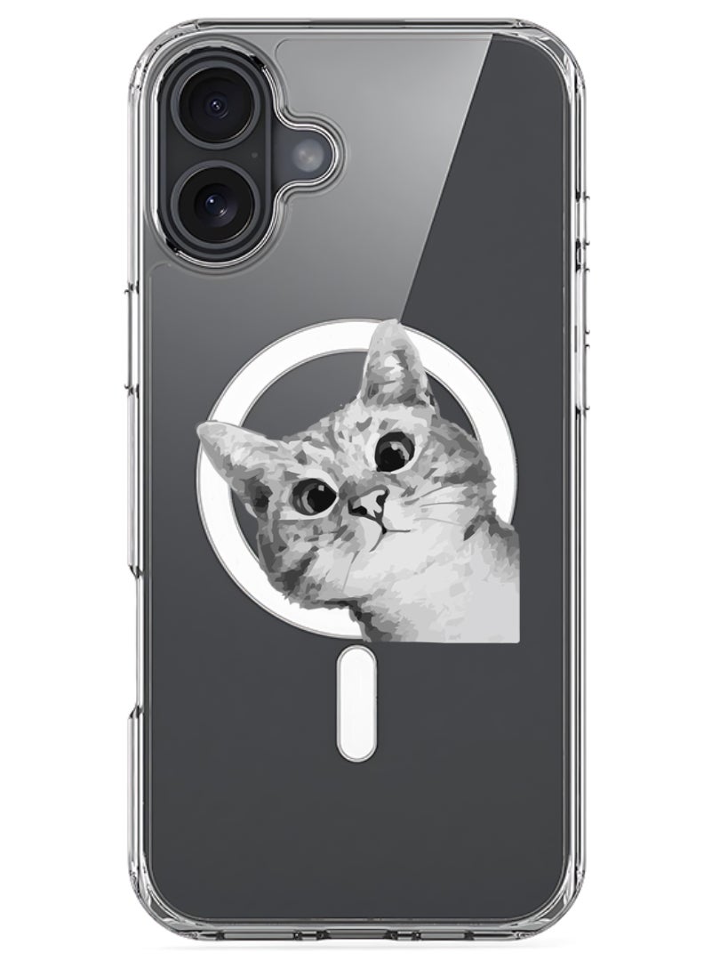 Theodor iPhone 16 Magsafe Magnetic Case Compatible with Wireless Charging, Shockproof Phone Bumper Cover - Cat Peep - Image 1