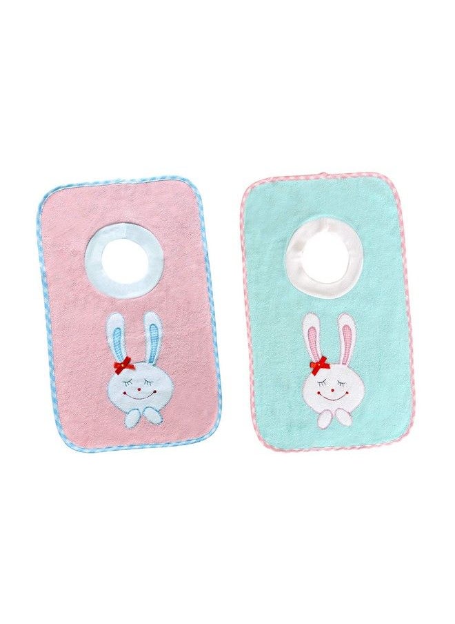 The Little Lookers Soft Terry Cotton Baby Bibs With Comfortable Round Neck For Bottle Feeding & Breast Feeding ; Double Layered Skins For Quick Absorption & Fast Drying (Bib 0519 Green & Pink Pack Of 2)  - Image 1