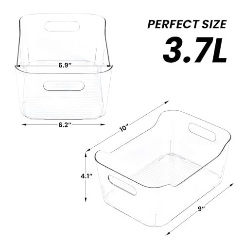 CiWiVOKi Clear Plastic Storage Bins, Set of 12, Multi-Use Organization and Storage Containers for Pantry, Cabinet, Refrigerator, Freezer, Bathroom, Organizer Bins for Home & Kitchen - Image 2