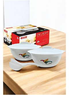 JAYPEE Jaypee Delight Serving Bowl Set of 2 Pieces 1800ml with spoon and Lid-white 