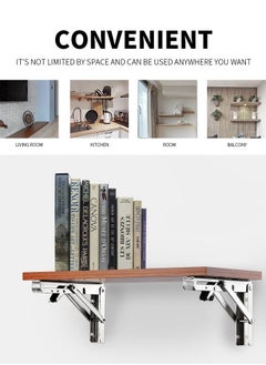 Vixel VIXEL Folding Shelf Brackets 16 Inch Stainless Steel for Shelf and Table Work Bench  2 Piece Set  - Image 4