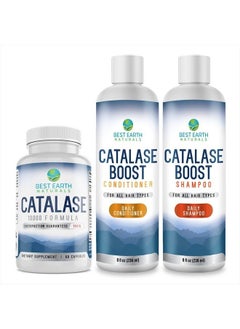 Best Earth Naturals Catalase Formula Starter Kit Includes 60 Capsules of Catalase 10,000 Supplement,1 Full Size Bottle of Catalase Shampoo 8 Ounces and Catalase Conditioner 8 Ounces  - Image 1