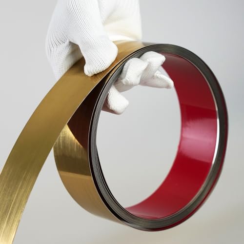 Hungbak Peel and Stick Metal Trim, Flexible Stainless Steel Molding for Wall, Fireplace, Mirror Frame, Craft and Home Decoration (Shiny Gold, 6m x 5cm) - Image 1