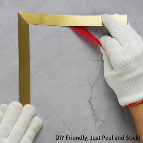 Hungbak Peel and Stick Metal Trim, Flexible Stainless Steel Molding for Wall, Fireplace, Mirror Frame, Craft and Home Decoration (Shiny Gold, 6m x 5cm) - Image 4