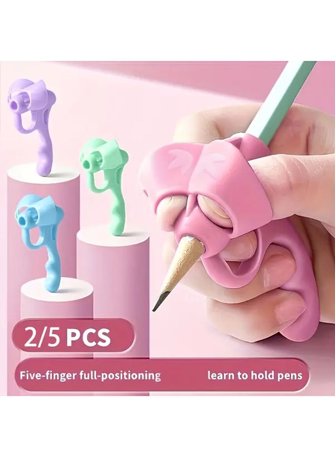 5 Random Colors Silicone Grip Pen Trainer Ergonomic Triangle Posture Correction Tool Writing Aid - Image 1