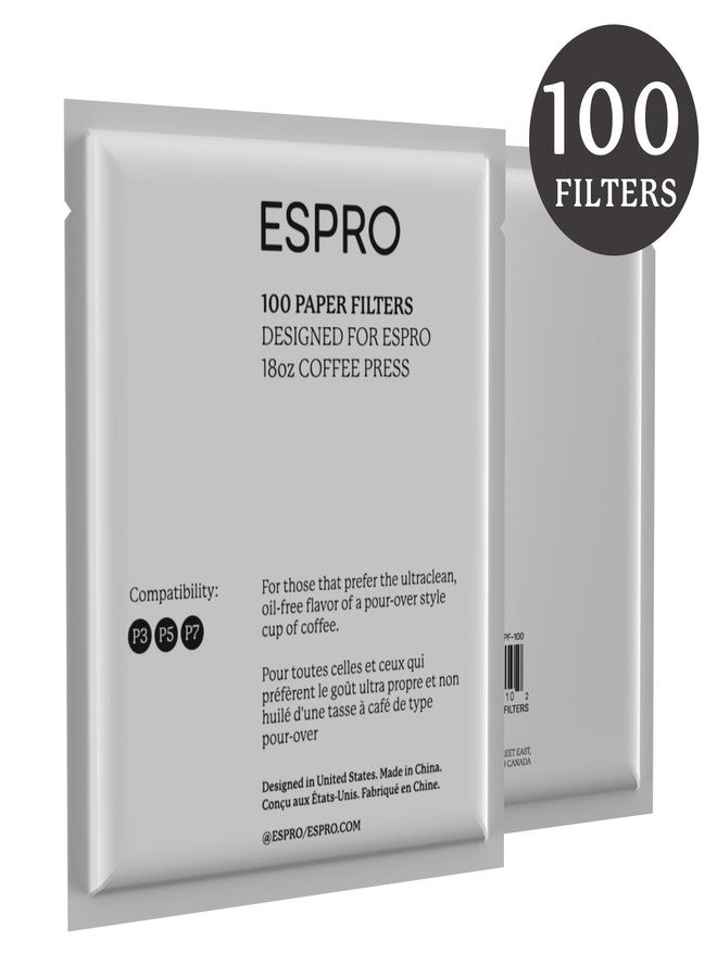 إسبرو فلاتر ورقية للقهوة من إسبرو - 100 فلتر - لماكينة تحضير القهوة الفرنسية من إسبرو، P3/P5/P6/P7، 18 أونصة - Image 3