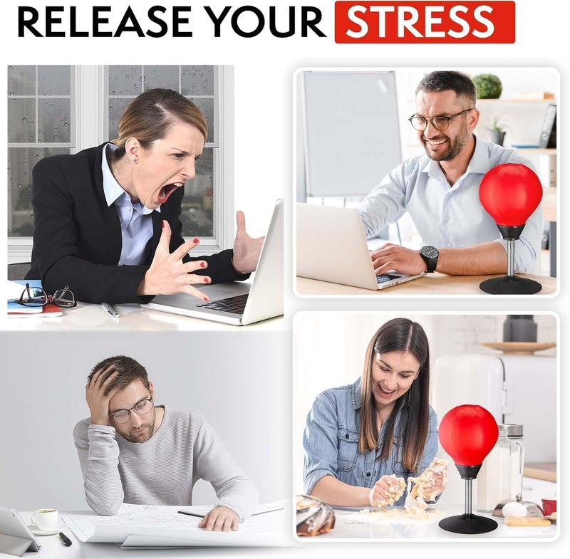 KACHKIT Desktop Punching Bag, Boxing Punch Ball with Suction Cup, Stress Relief Speed Ball for Office & Home, Fun Desk Toy for Kids, Boxing Kit with Pump for Stress Relief, (RED ; PCS-1). (Red) - Image 1