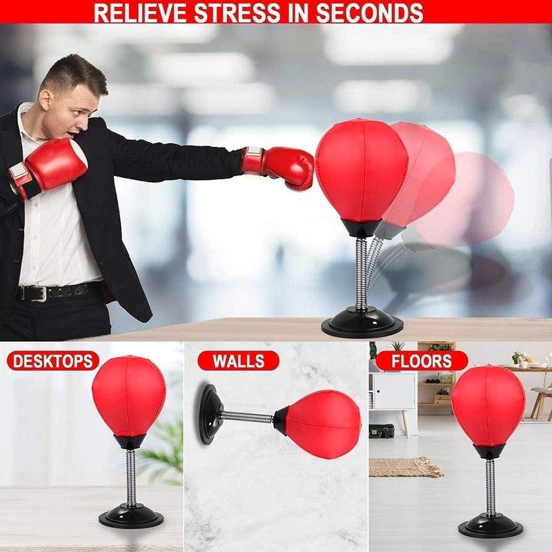 KACHKIT Desktop Punching Bag, Boxing Punch Ball with Suction Cup, Stress Relief Speed Ball for Office & Home, Fun Desk Toy for Kids, Boxing Kit with Pump for Stress Relief, (RED ; PCS-1). (Red) - Image 3