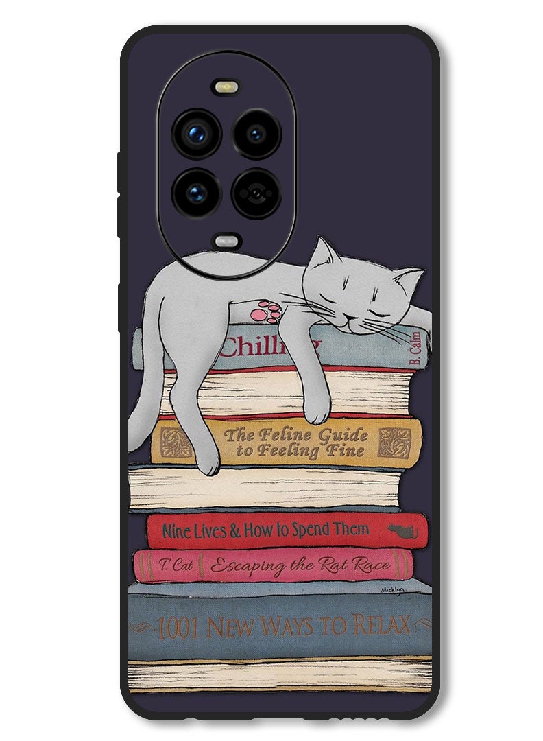 Theodor Case Compatible with Huawei Nova 13 Pro Protection Shockproof Bumper Cover Cat With Books - Image 1