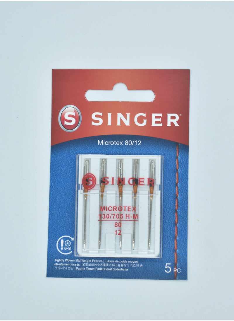 SINGER - SINGER MICROTEX NEEDLE SIZE 80/12 (PACK OF 5 NEEDLE) QUILLING / SILK, BRAZIL - Image 1