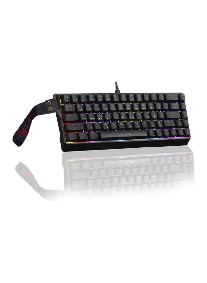 جايم أون لوحة مفاتيح الألعاب الميكانيكية السلكية AEROX Series GOMG1K8-RS RGB بنسبة 60%، تصميم مدمج بـ 61 مفتاح، مفتاح أحمر (خطّي)، كابل Type C، 17 وضع إضاءة قوس قزح، تخطيط إنجليزي/عربي، توصيل وتشغيل USB - Image 1