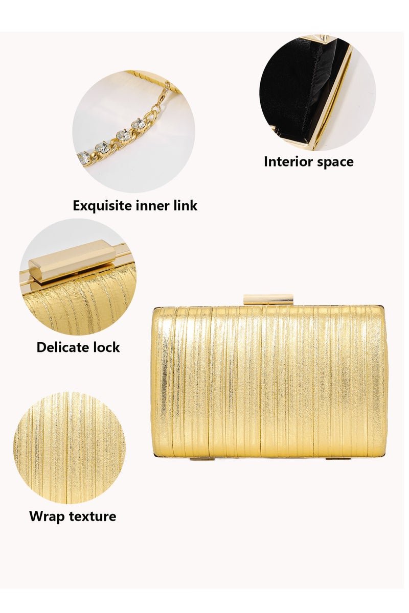 Women's Sparkling Gold Clutch Bag, Shoulder Evening Bag, Flap Clutch Bag, Fashion Crossbody Bag, Diamonds Necklace, Let you be the focus of the dinner party at any time!  - Image 2