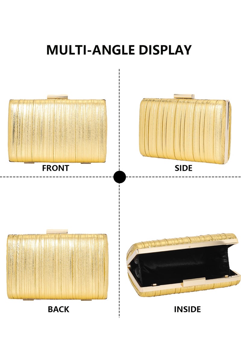 Women's Sparkling Gold Clutch Bag, Shoulder Evening Bag, Flap Clutch Bag, Fashion Crossbody Bag, Diamonds Necklace, Let you be the focus of the dinner party at any time!  - Image 3