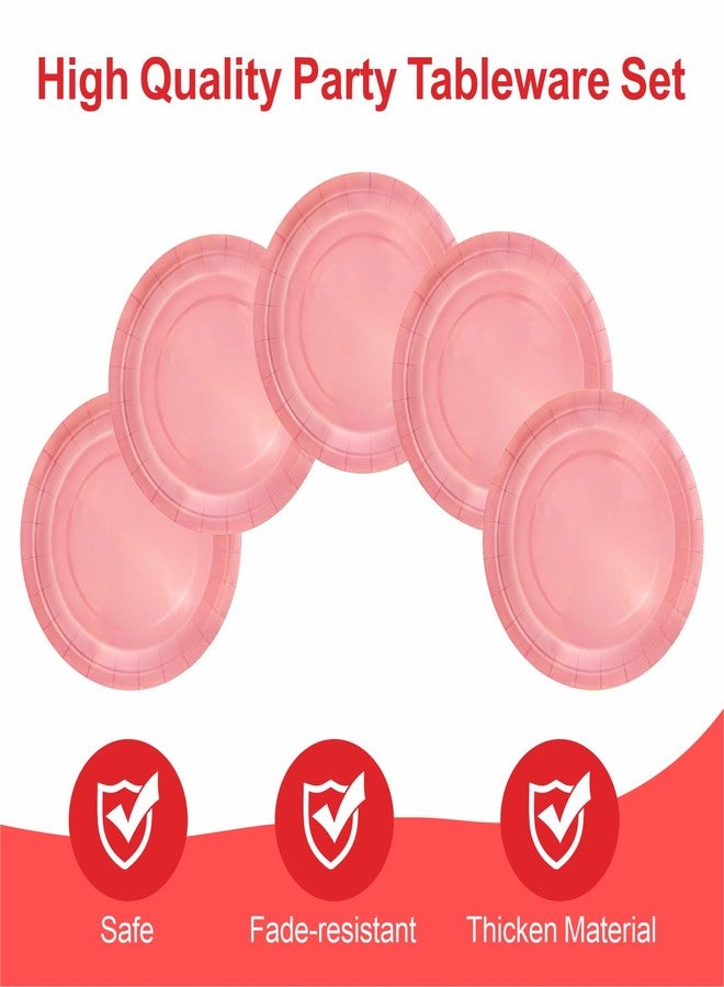 Aixuler 40Pcs Disposable Paper Plates Pink,Including 20pcs 9" and 20pcs 7" Plates,Strong and Sturdy Disposable Plates for Party, Dinner, Holiday, Picnic,Birthday Party, Dinner Table, Wedding - Image 3