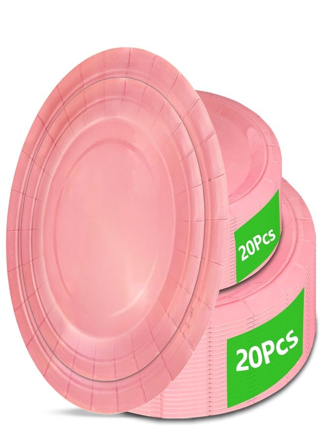 Aixuler 40Pcs Disposable Paper Plates Pink,Including 20pcs 9" and 20pcs 7" Plates,Strong and Sturdy Disposable Plates for Party, Dinner, Holiday, Picnic,Birthday Party, Dinner Table, Wedding - Image 1