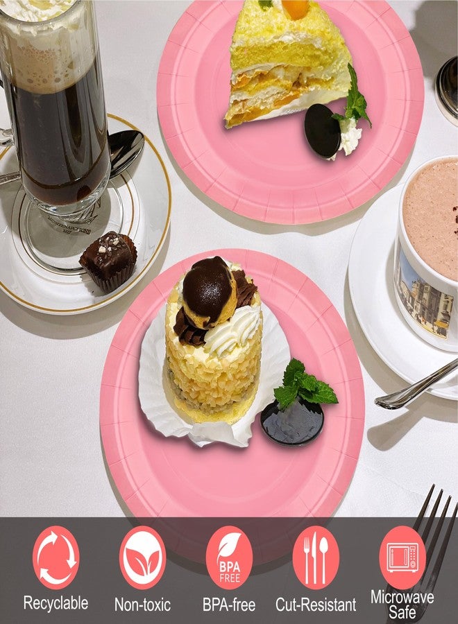 Aixuler 40Pcs Disposable Paper Plates Pink,Including 20pcs 9" and 20pcs 7" Plates,Strong and Sturdy Disposable Plates for Party, Dinner, Holiday, Picnic,Birthday Party, Dinner Table, Wedding - Image 5