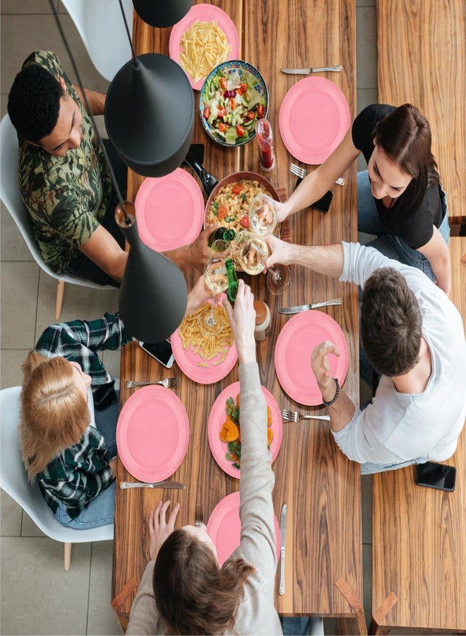 Aixuler 40Pcs Disposable Paper Plates Pink,Including 20pcs 9" and 20pcs 7" Plates,Strong and Sturdy Disposable Plates for Party, Dinner, Holiday, Picnic,Birthday Party, Dinner Table, Wedding - Image 4