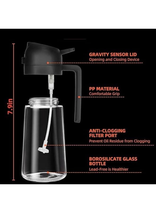 HOOKOR 20 oz Olive Oil Dispenser Bottle for Kitchen, 2 in 1 Oil Dispenser and Oil Sprayer for Cooking, Oil and Vinegar Dispenser for Air Fryer BBQ Salad Baking Roasting (Black)  - Image 4
