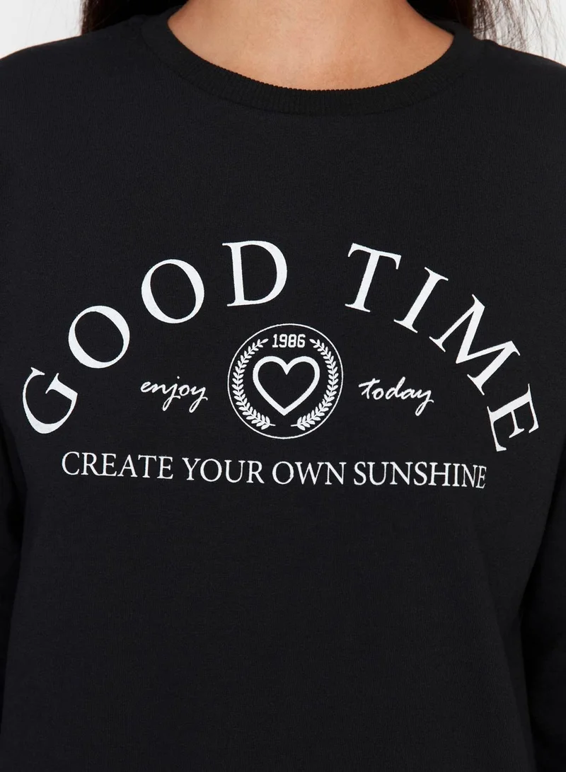 trendyol Slogan Knitted Sweatshirt