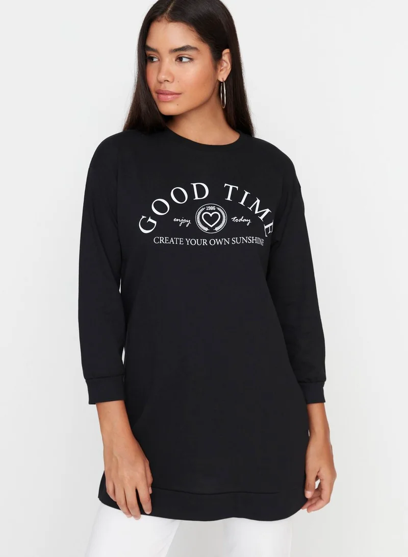 trendyol Slogan Knitted Sweatshirt
