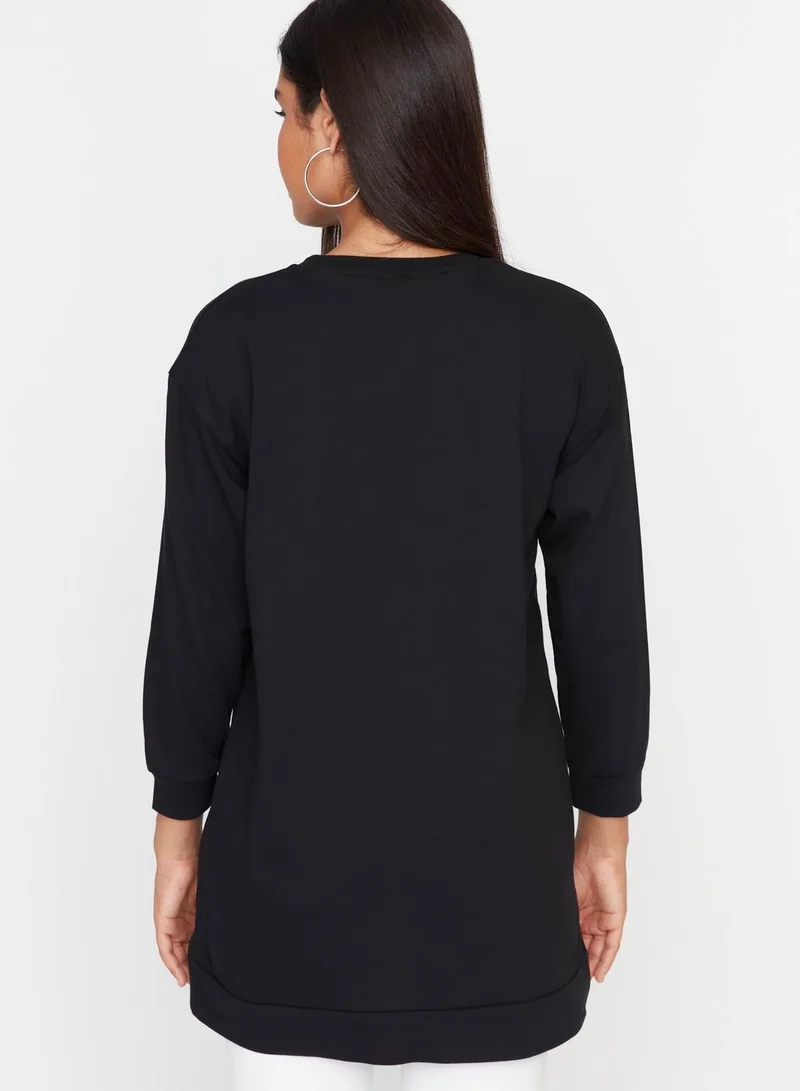 trendyol Slogan Knitted Sweatshirt