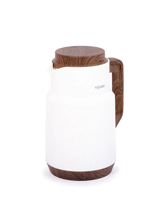TAVOLO Dark wooden white thermos 1 liter - Image 1