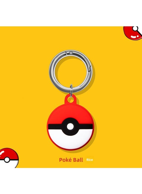 For Apple Airtags Tracker Anti-Lost Device Locator Hook Soft Airtag Protective Case Cartoon Silicone-Color:Airtags Cartoon Protective Case-poke Ball+circle