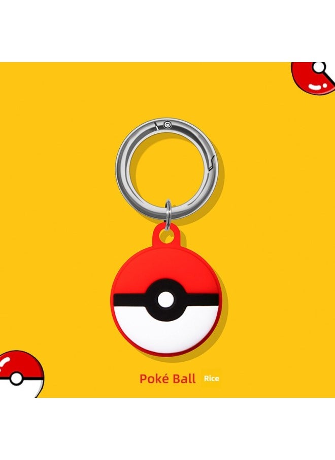 Generic - For Apple Airtags Tracker Anti-Lost Device Locator Hook Soft Airtag Protective Case Cartoon Silicone-Color:Airtags Cartoon Protective Case-poke Ball+circle - Image 1