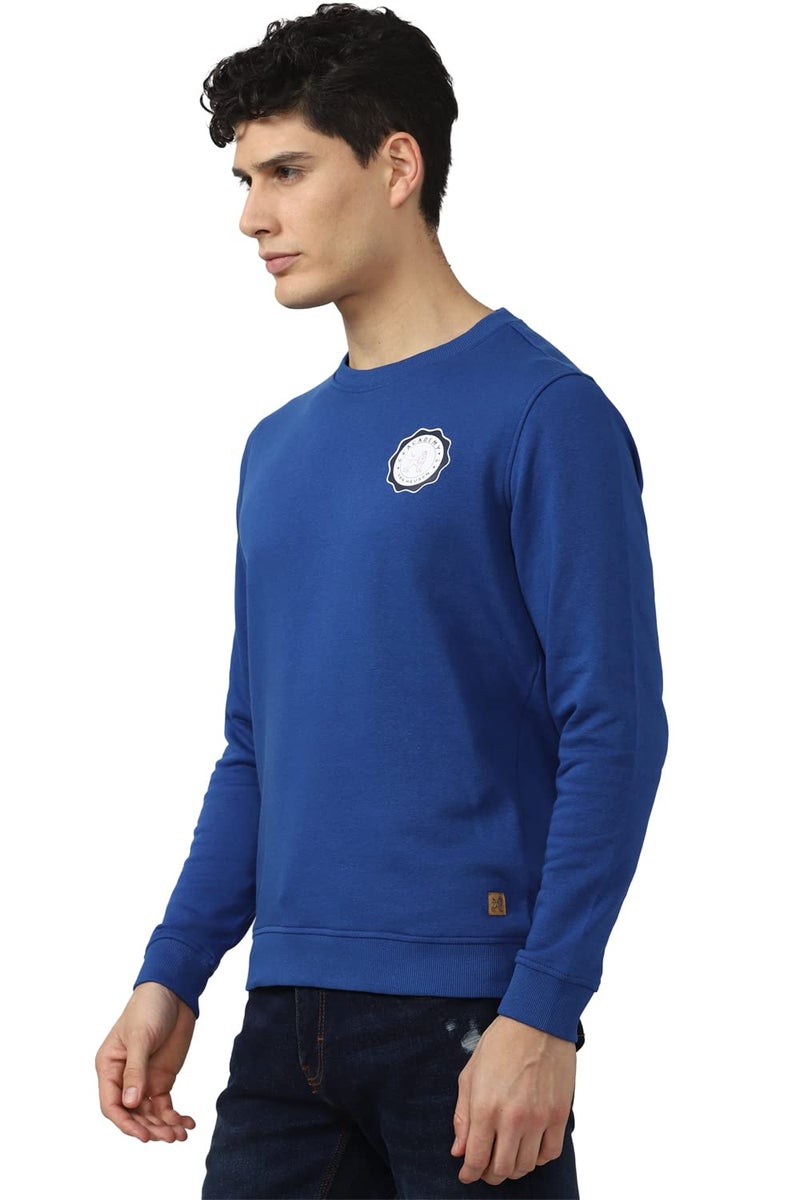 Van Heusen Men's Poly Cotton Crew Neck Regular Fit Sweatshirt Blue Medium - Image 2