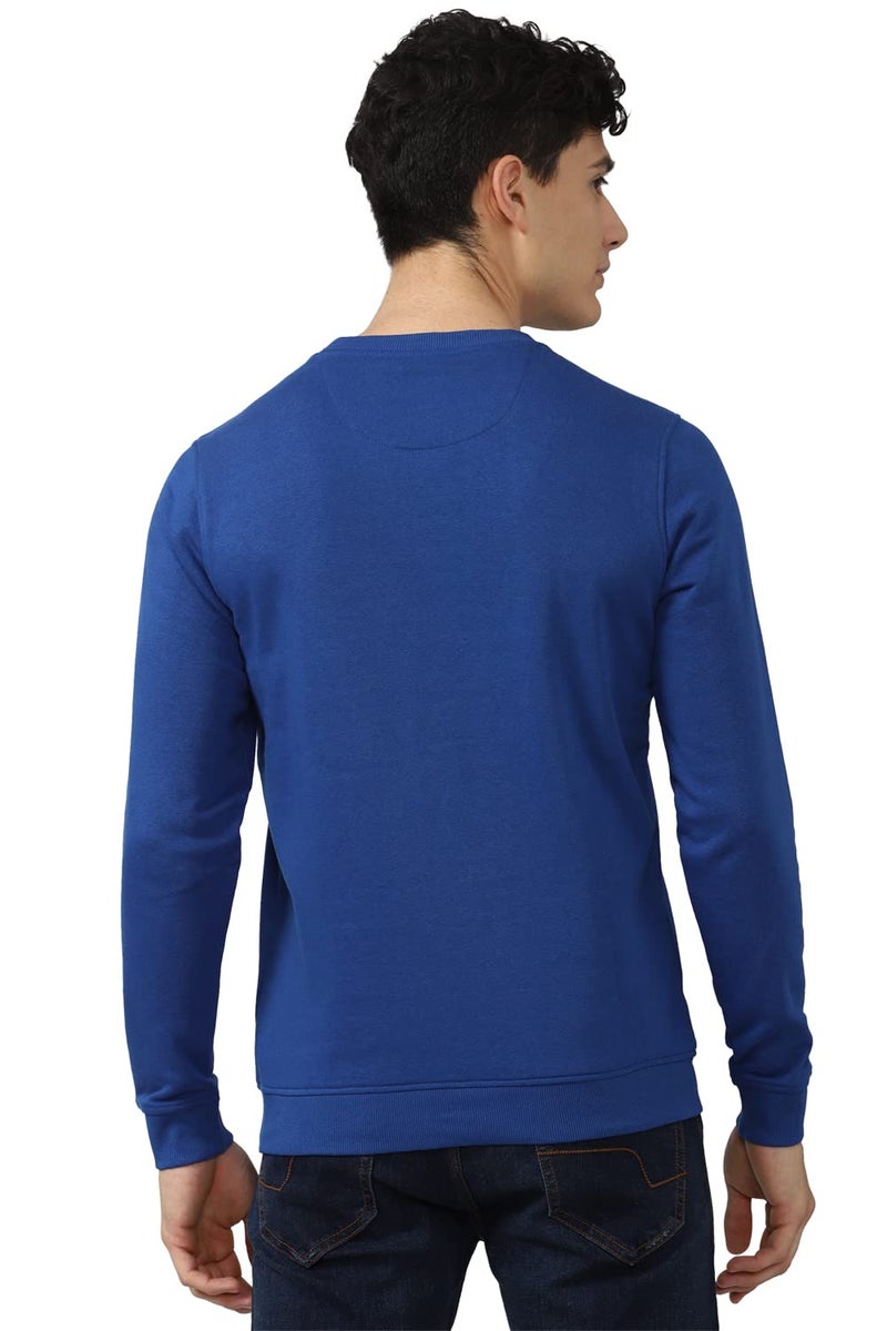 Van Heusen Men's Poly Cotton Crew Neck Regular Fit Sweatshirt Blue Medium - Image 3
