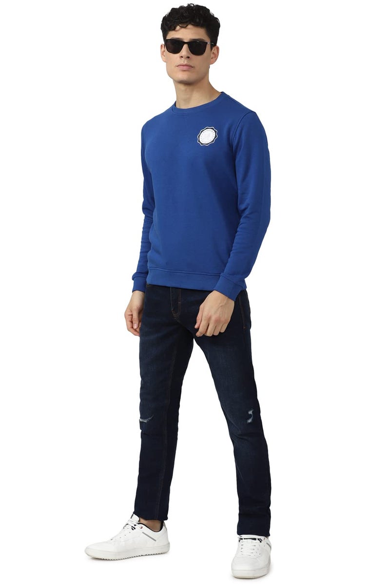Van Heusen Men's Poly Cotton Crew Neck Regular Fit Sweatshirt Blue Medium - Image 5