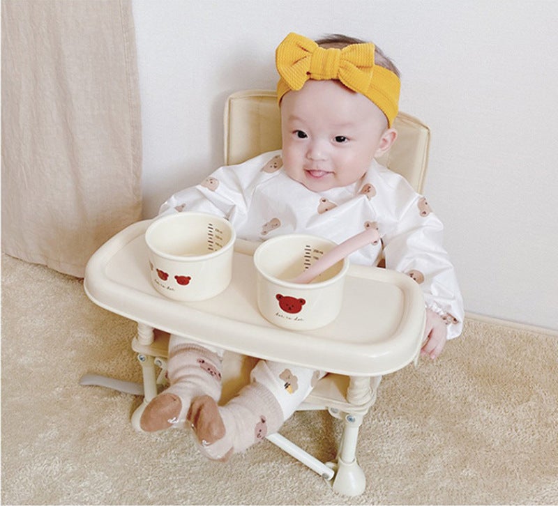 Korean Style Waterproof Baby Bib Apron Bear Long Sleeve 