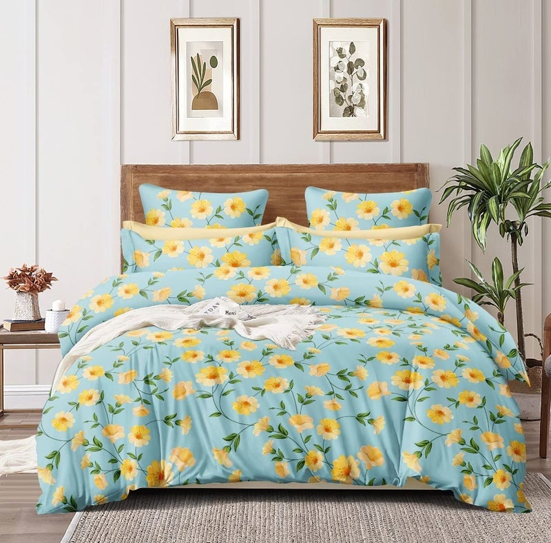 MORADO Glace Cotton Double Bed King Size Quilt Cover/Duvet Cover/Rajai Cover/Blanket Cover with Zipper (90 X 100 Inch, Sky Blue) - Image 3
