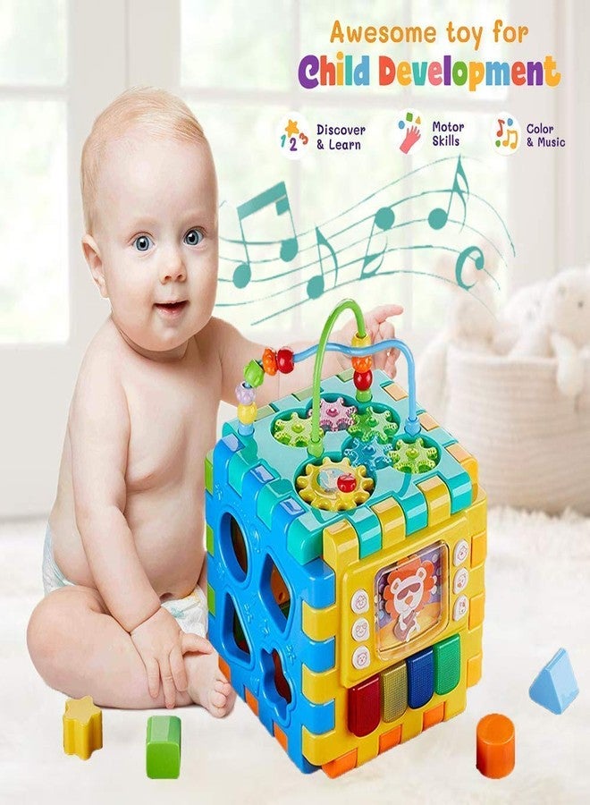 STOFFIER GARTEN Activity Cube for Toddlers Baby Educational Musical Toy for Kids - Early Development Learning Toys with 6 Different Activities - Best Gift for Children (Educational Cube) - Image 2