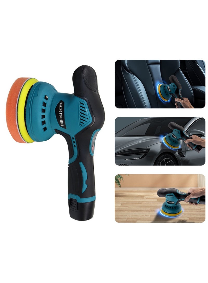 BESTIS Car Polisher Machine - 5-Inch Cordless Rotary Buffer, Dual Battery Waxer, Portable Auto Polishing Kit with Sponge Pads - Image 2
