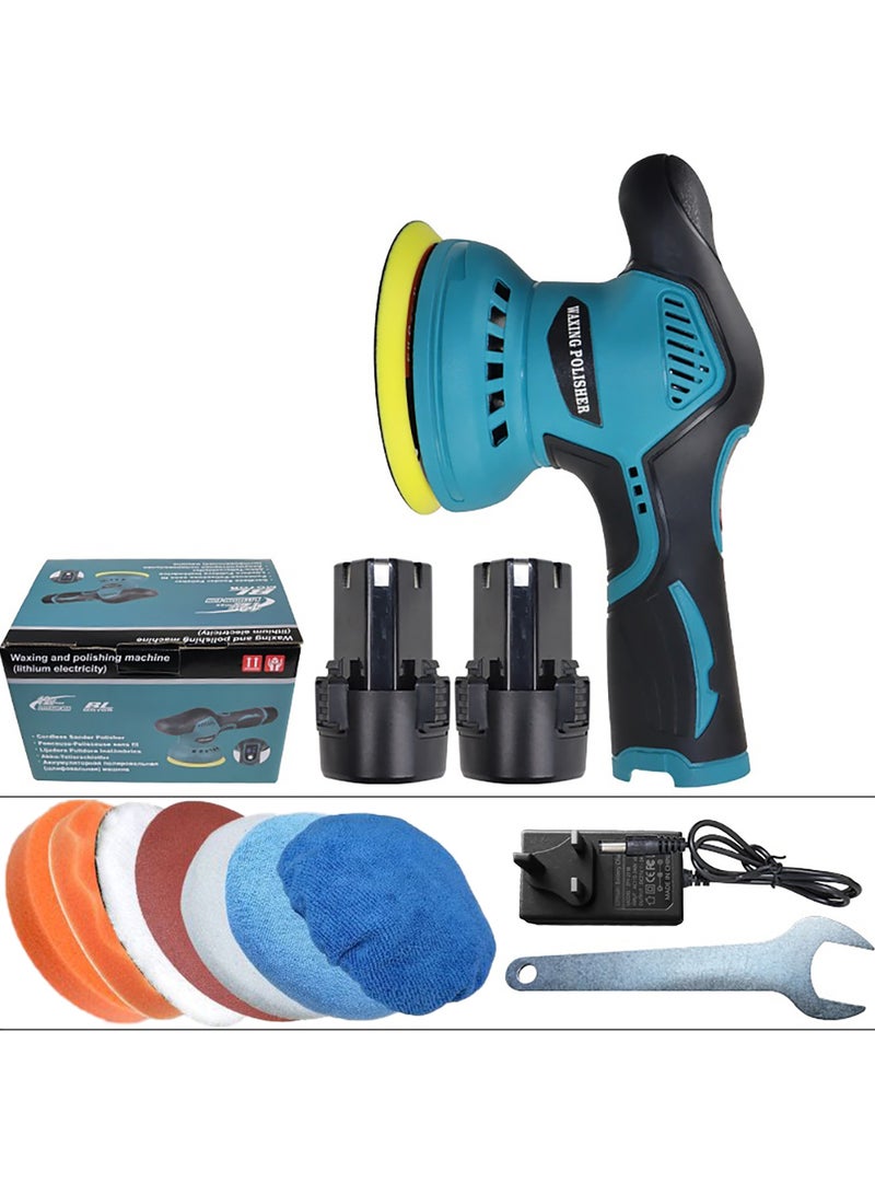 BESTIS Car Polisher Machine - 5-Inch Cordless Rotary Buffer, Dual Battery Waxer, Portable Auto Polishing Kit with Sponge Pads - Image 1