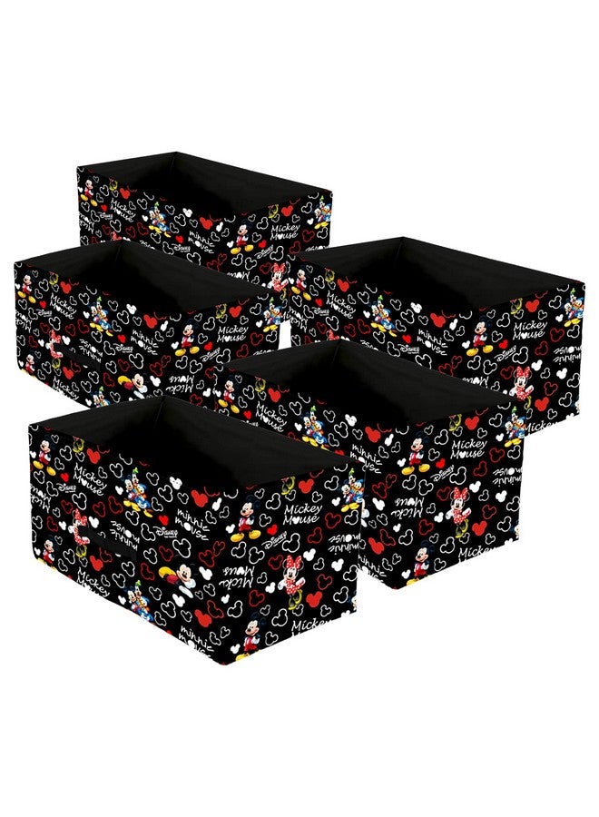 Kuber Industries Disney Mickey Print Foldable Drawer Storage Unit|Non Woven Storage Box For Clothes|Storage Organizer for Toys, Books, Baby Clothes|Pack of 5 (Black) - Image 1