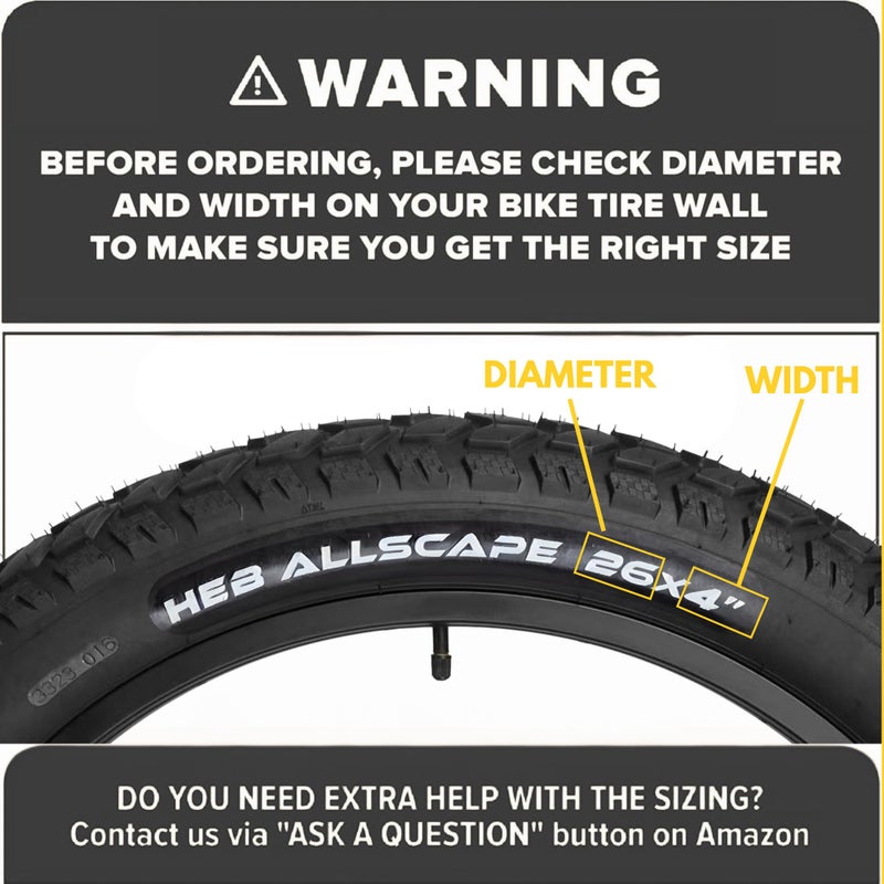 Happy Ebikes HEB Allscape 26x4.0 E-Bike Fat Tire â€“ Puncture Resistant 26 Inch Electric Bike Tire, 2X Thicker Heavy Duty 26x4 Ebike Tire for 26x4.0 Fat Tire E Bikes, All-Terrain Street & Trail â€“ 2 Pack - Image 2