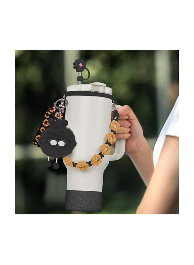 fashion mania 6PCS Use for Stanley Cup Tumbler Accessories 40oz 30oz,Compatible with Stanley Cup Tumbler Water Bottle Handle Sling Strap for Carrying (Black) - Image 2