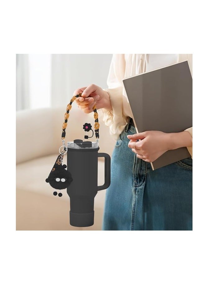 fashion mania 6PCS Use for Stanley Cup Tumbler Accessories 40oz 30oz,Compatible with Stanley Cup Tumbler Water Bottle Handle Sling Strap for Carrying (Black) - Image 4