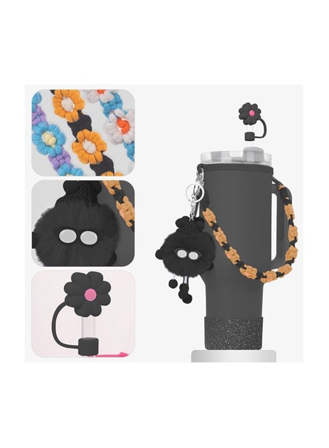 fashion mania 6PCS Use for Stanley Cup Tumbler Accessories 40oz 30oz,Compatible with Stanley Cup Tumbler Water Bottle Handle Sling Strap for Carrying (Black) - Image 5