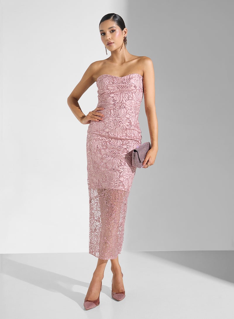 Ella Limited Edition 3D Textured Bandeau Dress - Image 4