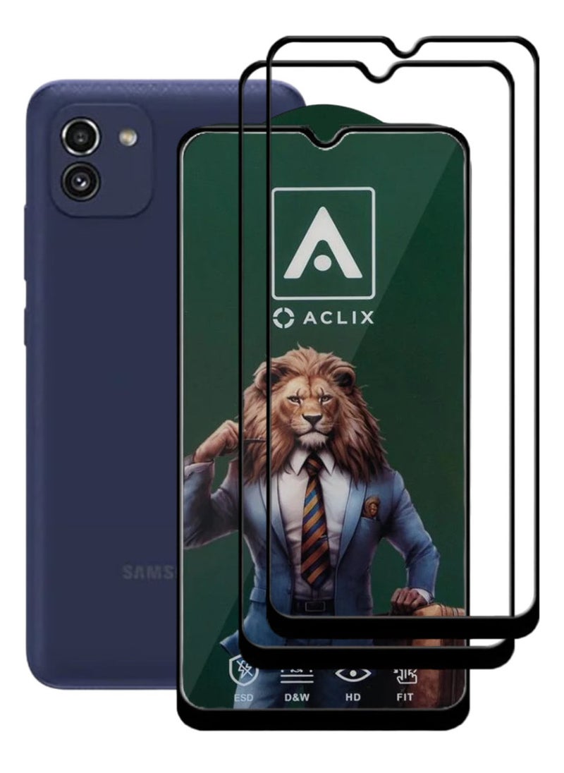 ACLIX 2 Pieces Antistatic ESD Dustproof Premium Quality High Definition Tempered Glass Screen Protector Designed For Samsung Galaxy A03 - Image 1