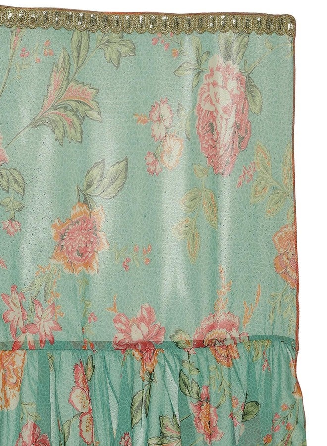 BIBA Polyester Girls Printed Short Kurta Suit Sets Kid(Kw5447_Turquoise_5) - Image 5