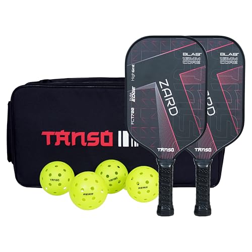 TANSO Zard Blast T700 Pickleball Paddle Starter Bundle with 2 Paddles and 4 Pickleballs and Free Carry Bag ((High Grit Surface, 16mm Thick Hexa Core Pickleball Paddle) - Image 1
