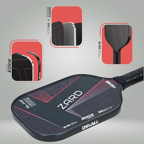 TANSO Zard Blast T700 Pickleball Paddle Starter Bundle with 2 Paddles and 4 Pickleballs and Free Carry Bag ((High Grit Surface, 16mm Thick Hexa Core Pickleball Paddle) - Image 2