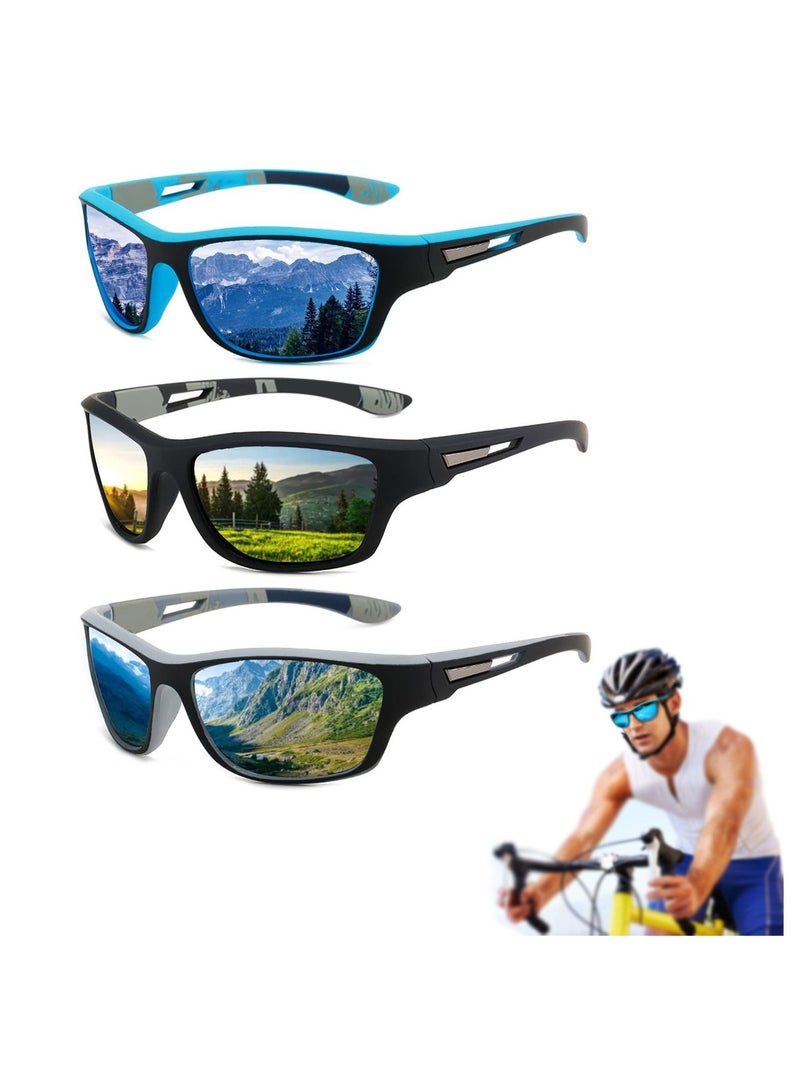 SYOSI 3 Pcs Polarized Sunglasses MensWomen Sport Glasses UV400 Driving Fishing Running Cycling Outdoors Sun Glasses - Image 1