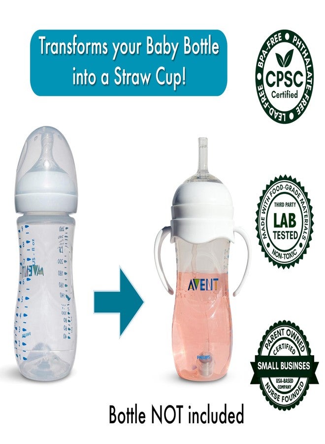 BelBeyo Straw Cup Conversion Kit for Philips Avent Natural Baby Bottles 2-Count, Food Grade Silicone Straw Nipples and Weighted Straw, Bottle Handles, Cleaning Brush, BPA-Free, Sippy Transition, 6+ Months - Image 4